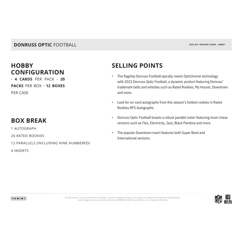 2023 Panini Donruss Optic Football Hobby 12 Box Case