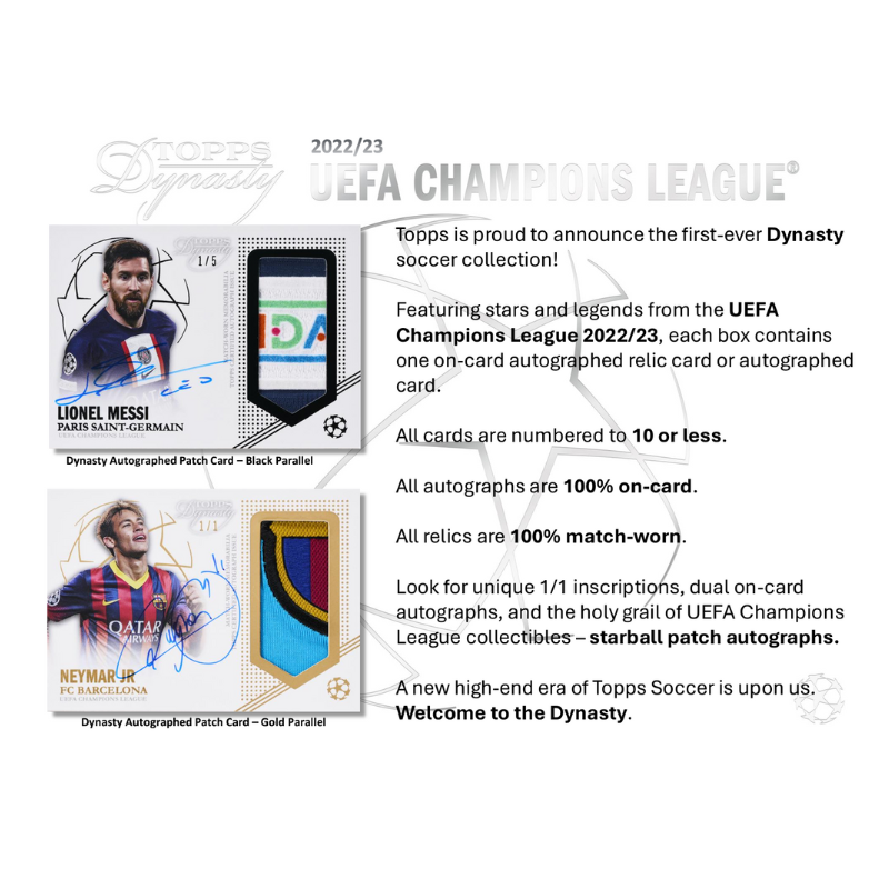 2022/23 Topps Dynasty UEFA Champion's League Soccer Hobby 5 Box Case
