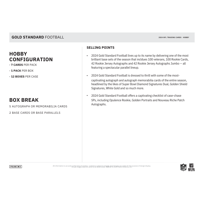 2024 Panini Gold Standard Football Hobby Box