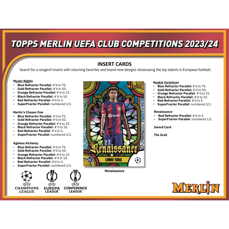 2023/24 Topps UEFA Club Competitions Merlin Chrome Soccer Hobby 12 Box Case